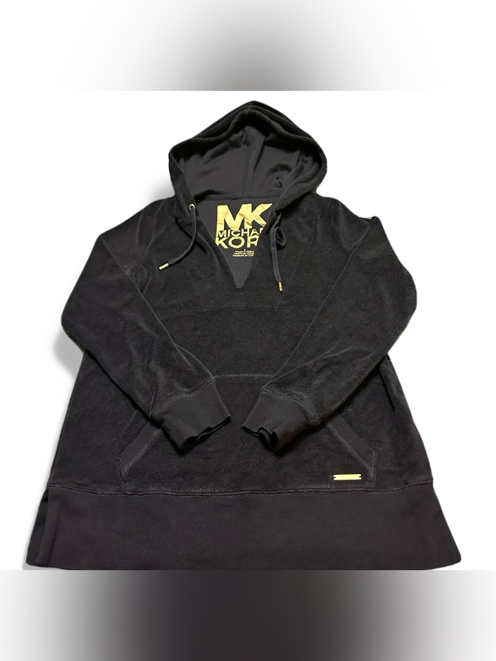 Michael Kors Black Hooded Pullover with Gold Logo S
